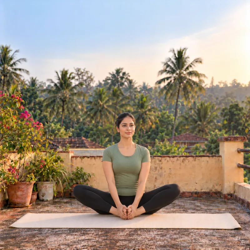Woman demonstrating Bhadrāsana, gracious pose