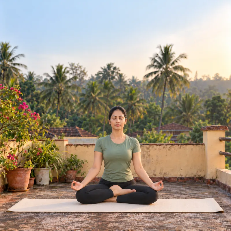 Woman demonstrating Siddhāsana, accomplished pose